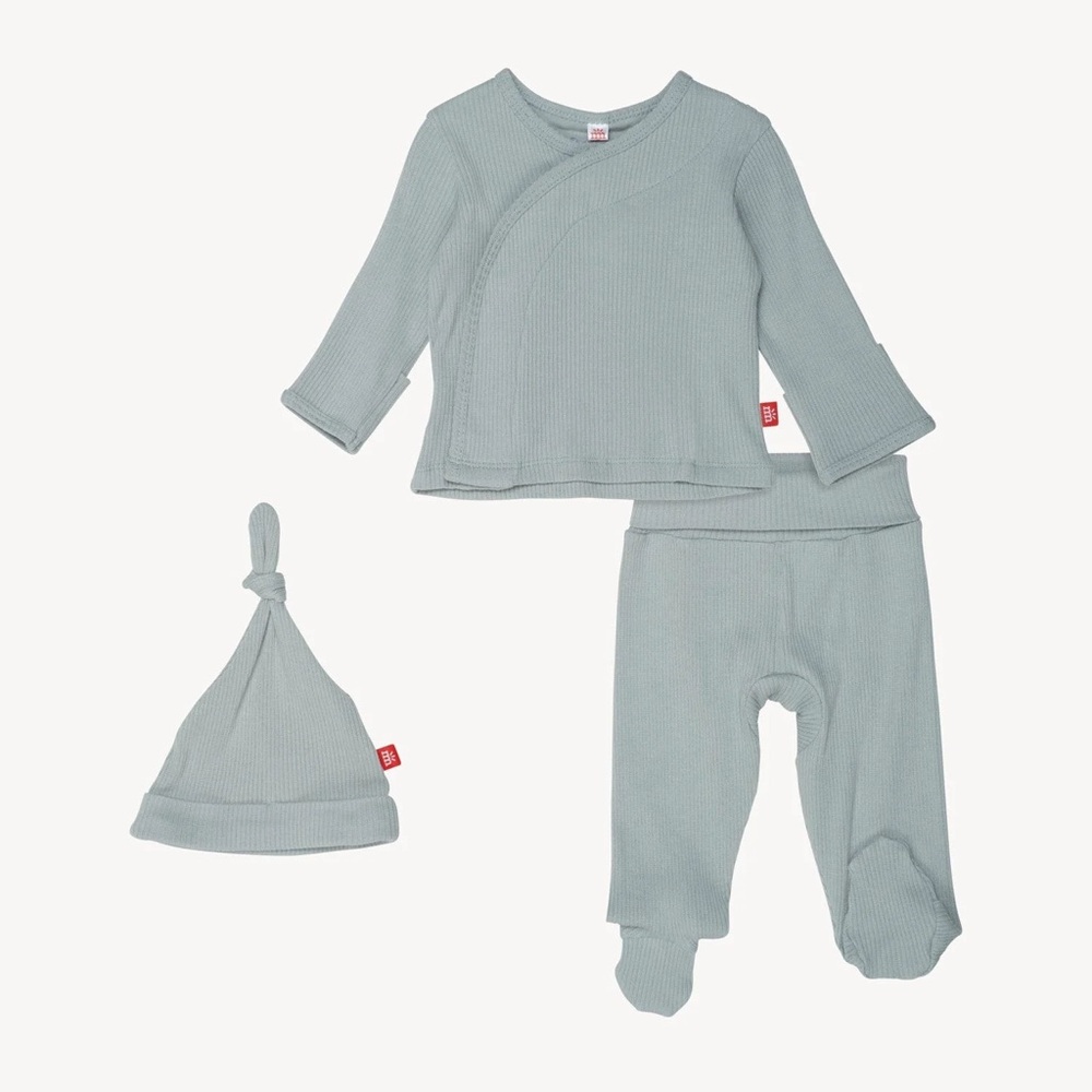 Magnetic Me ribbed cotton take me home kimono set - Preemie
